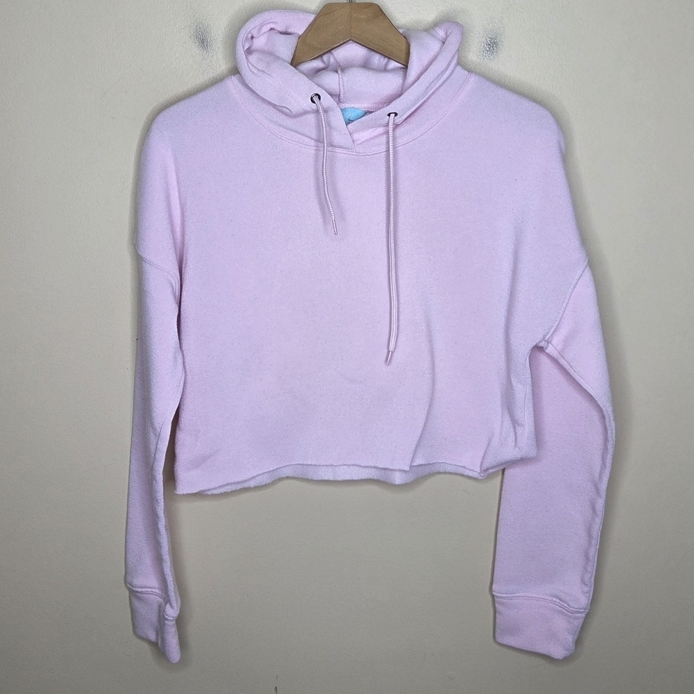 Miss Posh | Baby Pink Cropped Hoodie Sweatshirt Size Medium